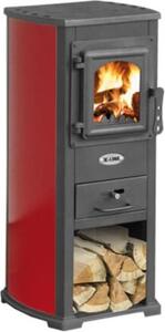 K-Line Stufa a Legna in Acciaio 7 kW Volume 140 m3 con Portalegna colore Rosso - DF035152 Karma