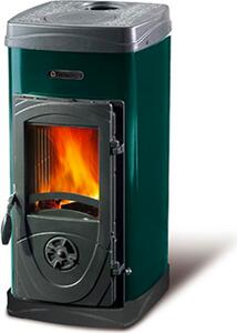 La Nordica-Extraflame Stufa a Legna Bruciatutto 5 Kw Volume 143 m3 Testata in Ghisa Rivestimento Acciaio Smaltato Colore Verde - Super Junior