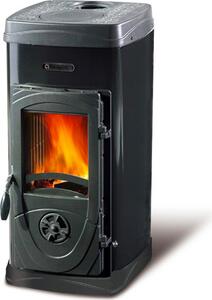 La Nordica-Extraflame Stufa a Legna Bruciatutto 5 Kw Volume 143 m3 Testata in Ghisa Rivestimento Acciaio Smaltato Colore Nero - Super Junior