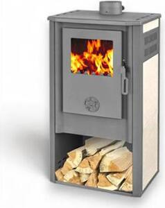 K-Line Stufa a Legna in Acciaio 7.2 kW Volume 93.6 m3 Rivestimento Maiolica colore Crema - K-L035154 Kursal King De Luxe