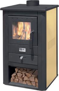 Mille Stufa a Legna in Acciaio 13 kW Volume 302 m3 con Portalegna e Cassetto colore Nero e Avorio - 570.13 PALLADE