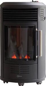 QLIMA Stufa a Gas per Bombola GPL Portatile Potenza 3,4 kW Funzionamento a Batteria effetto Fiamma colore Nero - GH8034 (Batteria non inclusa)