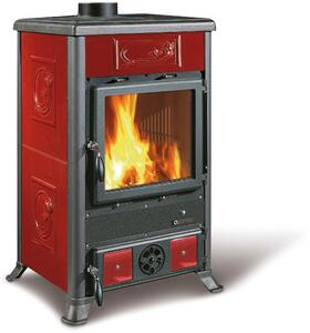 La Nordica-Extraflame Stufa a Legna in Ghisa Potenza 8.8 kW Volume Riscaldabile 252 m3 Rivestimento Maiolica colore Liberty Bordeaux - Rossella R1 