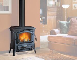 La Nordica-Extraflame Stufa a Legna in Ghisa Smaltata Potenza 7,3 kW Volume Riscaldabile 209 m3 colore Antracite - Isetta Evo