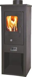 Mille Stufa a Legna in Acciaio Potenza 6,8 kW Volume Riscaldabile 167 m3 330x350x940 mm colore Nero - Era