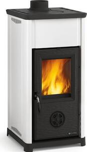 La Nordica-Extraflame Stufa a Legna in Ghisa 6.6 Kw Volume 189 m3 Vetro ceramico Rivestimento Acciaio Porcellanato Colore Bianco - Tea
