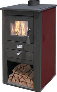 Mille Stufa a Legna in Acciaio Potenza 10,7 kW Volume Riscaldabile 262 m3 510x450x940 mm colore Bordeaux - Pallade