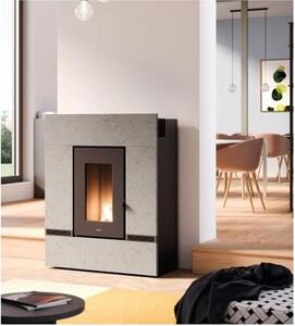 Cadel Stufa a Pellet Canalizzata 13,7 kW Capacit Serbatoio 23 Kg Volume Riscaldabile 390 m3 con WiFI colore Pietra Serpetino - 7023095 MITHOS Plus