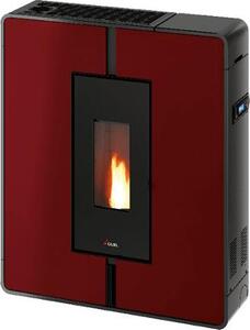 Cadel Stufa a Pellet Canalizzata Slim 10 kW Capacit Serbatoio 15 Kg Volume Riscaldabile 285 m3 colore Rosso - 7022170 Tile Plus 10