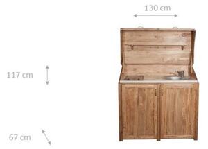 Credenza cucina in legno massello di tiglio finitura naturale L130xPR60xH115 cm. Made in Italy
