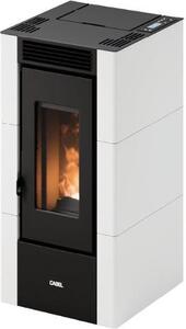Cadel Stufa a Pellet Ventilata a Camera Stagna 5.5 kW Capacit Serbatoio 11 Kg Volume Riscaldabile 154 m3 colore Metallo Bianco - 7025097 CRISTAL 6