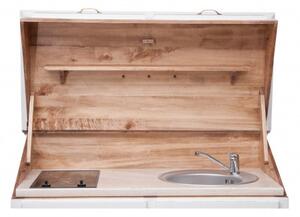 Credenza cucina in legno massello di tiglio finitura bianca anticata L130xPR60xH115 cm. Made in Italy