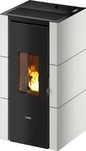 Cadel Stufa a Pellet Ventilata a Camera Stagna 7 kW Capacit Serbatoio 15 Kg Volume Riscaldabile 200 m3 colore Metallo Bianco - 7025042 CRISTAL 7 T2