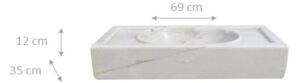 Lavandino in marmo bianco L69xPR35xH12 cm