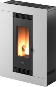 Cadel Stufa a Pellet Ventilata a Camera Stagna 8,5 kW Capacit Serbatoio 15 Kg Volume Riscaldabile 238 m3 con WiFi colore Bianco - 7023039 Luce Plu