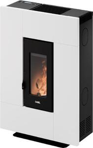 Cadel Stufa a Pellet Ventilata a Camera Stagna 6,9 kW Capacit Serbatoio 12 Kg Volume Riscaldabile 197 m3 colore Metallo Bianco - 7025074 Grace 7 T2