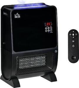 DecHome Stufa Elettrica 2 in 1 con Umidificatore Luce LED a 3 Colori e Ultravioletti Timer e Telecomando 33x21x49.5cm Nero