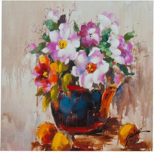 Quadro olio su tela dipinto a mano vaso fiori