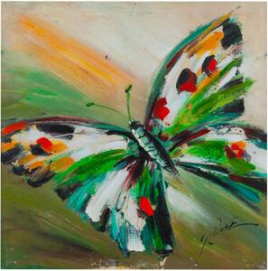 Quadro olio su tela dipinto a mano farfalla