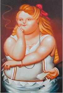 Quadro olio su tela dipinto a mano donna Botero