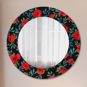 Specchio rotondo stampato Seme di papavero rosso fi 50 cm