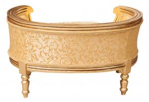 Pouf con schienale stile francese Luigi XVI in legno massello di faggio oro