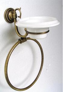 Porta Salviette Ad Anello OTTONE con portasapone dimensioni 13x20x h 32 cm Linea FLORENCE finitura in Bronzo Satinato