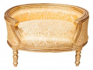 Pouf con schienale stile francese Luigi XVI in legno massello di faggio oro