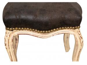 Panchetto poggia piedi stile francese Luigi XVI in legno massello di faggio L42XPR42XH42 cm