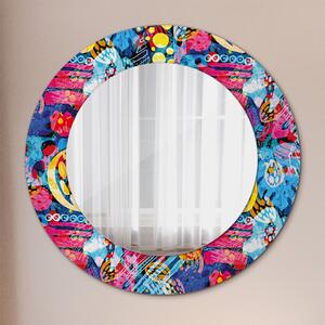 Specchio tondo con decoro Scarabocchi colorati fi 50 cm