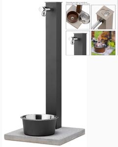 Fontana con doppio Rubinetto con Vaschetta, Abbeveratoio e Base Belfer PET Dimensioni 30x28x110 cm - peso 6,5 kg design, colore Antracite