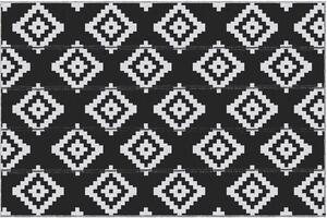 DecHome Tappeto da Esterno per Balcone e Terrazza Reversibile con Fantasia Geometrica 2.74x1.82 m colore Nero/Bianco - R367482