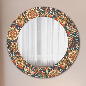 Specchio rotondo cornice con stampa Illustrazione dell'anno di fiori fi 50 cm