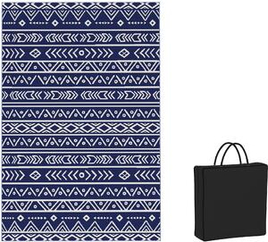 DecHome Tappeto da Esterno Reversibile Stile Geometrico con Borsa di Trasporto 182x274 cm colore Blu/Bianco - R4090BU