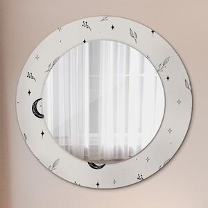 Specchio tondo con decoro Piante floreali di doodle fi 50 cm