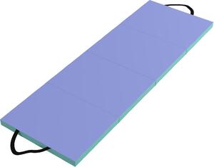 DecHome Tappeto Fitness Pieghevole e Imbottito con 2 Maniglie, in Plastica ed EPE, 180x60x5 cm, colore Verde/Viola - L6590MX