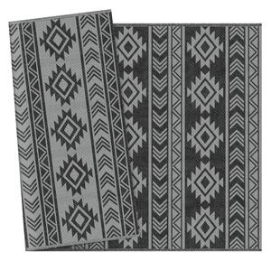 DecHome Tappeto Moderno per Esterni Nero e Grigio in PP con Design Reversibile e Pieghevole 182x274 cm