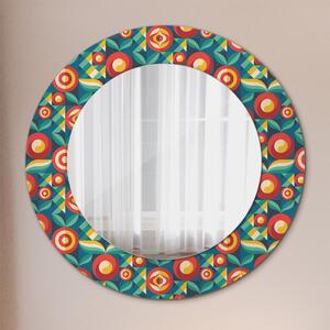Specchio rotondo stampato Frutta e foglie geometriche fi 50 cm