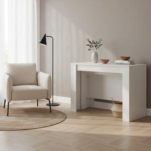 DecHome Tavolo Consolle Allungabile 3 metri Ingresso Design Moderno con Allunghe Interne Dimensioni 50-300x90x76 cm colore Bianco Effetto Lucido