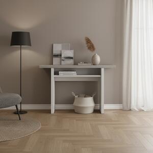 FORES HABITAT Tavolo Consolle Allungabile Ingresso Design Moderno in Legno 120x35/70xh75 cm colore Bianco / Cemento
