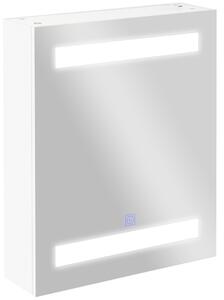 Mobile da bagno con specchio, design moderno con luci a LED, 3 Ripiani Interni e Cerniere ammortizzate, 60 x 50 x 15cm, Bianco| Aosom Italy