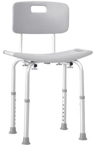 HOMCOM Sedia da Doccia per Bagno in Alluminio e Plastica Altezza Regolabile 8 Livelli 71-88cm Piedini Antiscivolo|Aosom