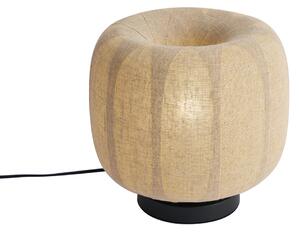 Lampada da tavolo Japandi nera con paralume in lino beige 27cm - Nami