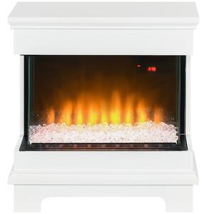 HOMCOM Caminetto Elettrico a 10 Colori con Spegnimento Automatico e Timer da 12h, 61x28x66.5 cm, Bianco|Aosom