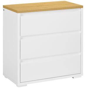 HOMCOM Cassettiera a 3 Cassetti in Truciolato Bianco per Camera da Letto, Studio e Soggiorno, 70x37x75cm|Aosom