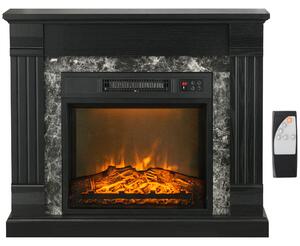HOMCOM Camino Elettrico da Incasso a Terra con Timer, Fiamma e Temperatura Regolabile, 80x21.6x67.8 cm, Nero