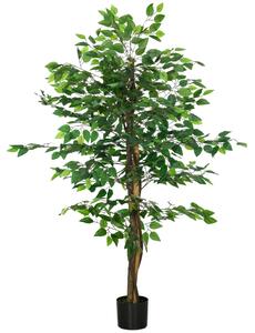 HOMCOM Pianta Artificiale di Ficus Alta 150cm per Interno ed Esterno con Vaso Incluso
