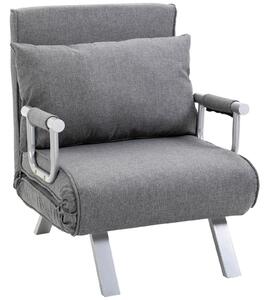 HOMCOM Poltrona Letto con Schienale Regolabile su 5 Livelli e Cuscino imbottitura, in Tessuto e in metallo, 65x69x80cm, Grigio Chiaro | Aosom Italy