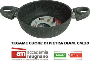 Accademia Mugnano Tegame Antiaderente Alto in Alluminio 2 Manici cm 20 - Cuore Di Pietra