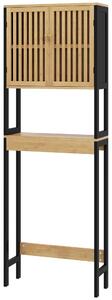 HOMCOM Mobile Sopra WC con Armadietto 2 Ante a Doghe e Ripiano Aperto, 60x21.5x172cm, Colore Legno|Aosom